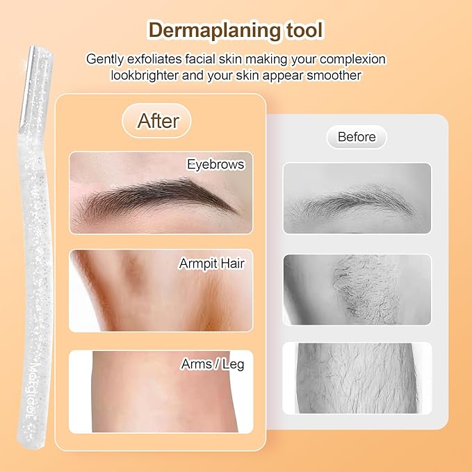 Women’s Dermaplane Razor for Face & Eyebrow - Anti-Cutting Japanese Blades for Eyebrow and Facial Hair Removal, Achieve Silky Skin and Perfect Brows (Transparent, 3 Count)