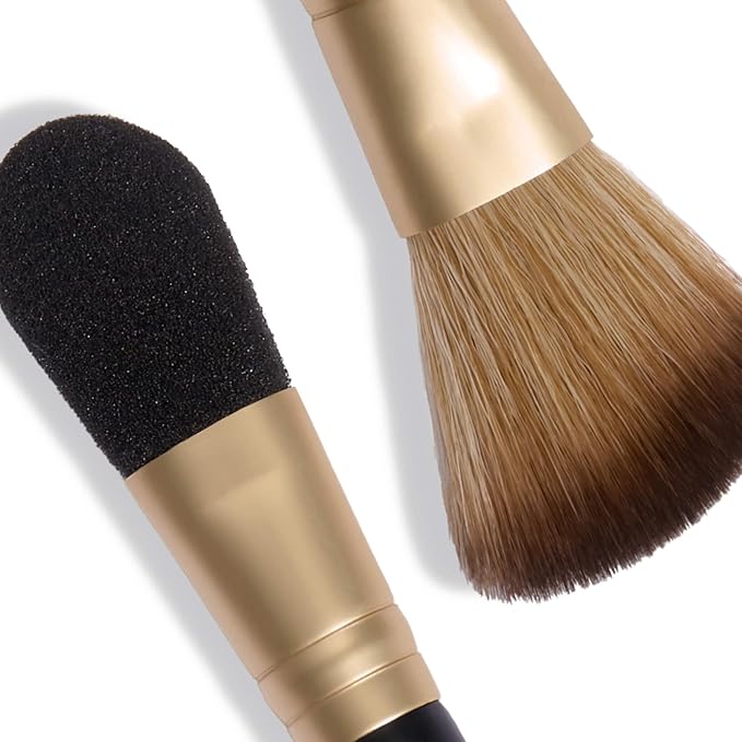 LAURA GELLER NEW YORK Dual-Ended Highlighter Brush - Multipurpose Makeup Brush for Highlighter, Blush, Bronzer and More - Includes Dual-Fiber Vegan Bristles and Satin Paddle for Flawless Application-BrightBean Baby