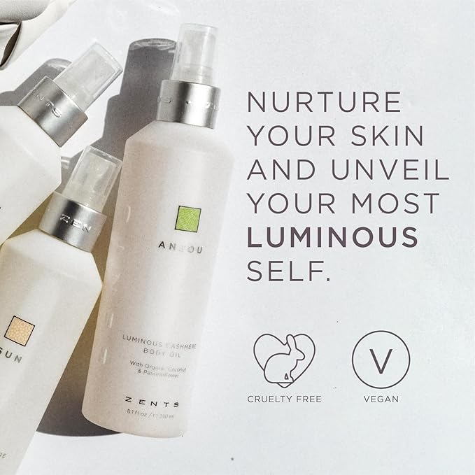 Zents Luminous Cashmere Body Oil (Petal Fragrance) | Moisturizing Body Oil with Vitamin E & Organic Coconut Oil | Softens & Smooths Skin | 8 fl oz-BrightBean Baby