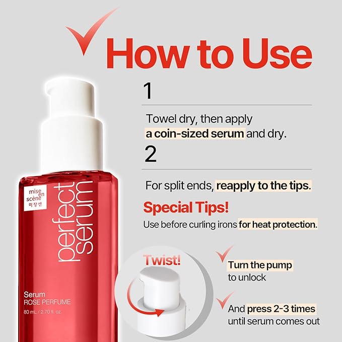 Mise En Scene Perfect Rose Perfume Serum - Korean Hair Essence with Rose Scent, Argan Oil for Damaged Hair Care, 2.70 fl. Oz-BrightBean Baby
