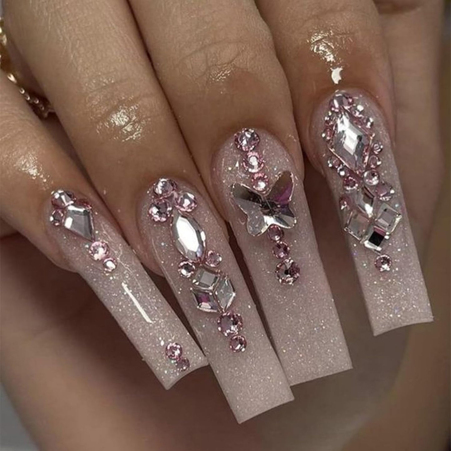 HNUIX Nail Rhinestones - 3D Multi Shape Size Crystal, Light Pink Nail Gems, Flat Back, with Kit, for Nail Art, DIY Decorations-BrightBean Baby