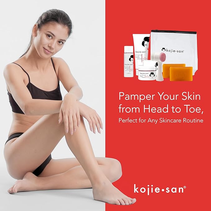 Kojie San Face & Body Shower Set - The Original Kojic Acid Soap that Reduces Visibility of Dark Spots, Hyperpigmentation, and Other types of Skin Damage – 135g x 2 Bars with Lotion, Cream and Toner-BrightBean Baby