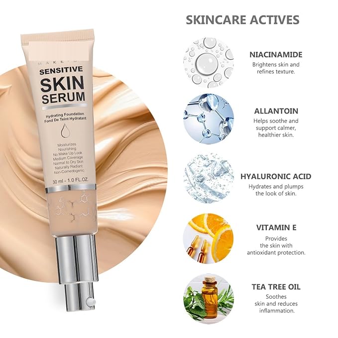 MAEPEOR Hydrating Foundation 6 Colors Full Coverage Liquid Foundation Naturally Mattle Oil-Control Foundation for All Skin Tone (05 Tan)-BrightBean Baby