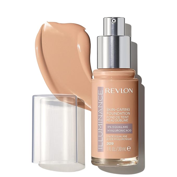 Revlon Illuminance Skin-Caring Liquid Foundation, Hyaluronic Acid, Hydrating and Nourishing Formula with Medium Coverage, 309 Toasted Beige (Pack of 1)-BrightBean Baby