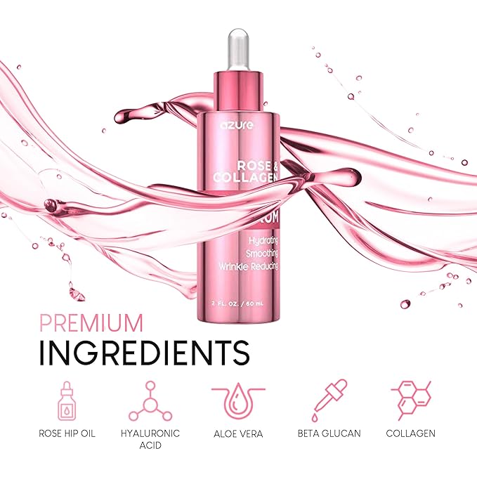 AZURE Rose & Collagen Revitalizing Eye Serum - Hydrating & Smoothing | Reduces Wrinkles, Fine Lines & Under Eye Bags | Minimize Signs of Aging | Made in Korea - 60mL-BrightBean Baby
