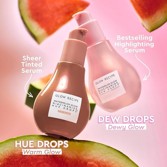 Glow Recipe Watermelon Niacinamide Dew Drops - Brightening, Plumping Hydrating Face Serum, Makeup Primer + Liquid Highlighter with Hyaluronic Acid - Dewy & Glowing Korean Skin Care (40ml)-BrightBean Baby