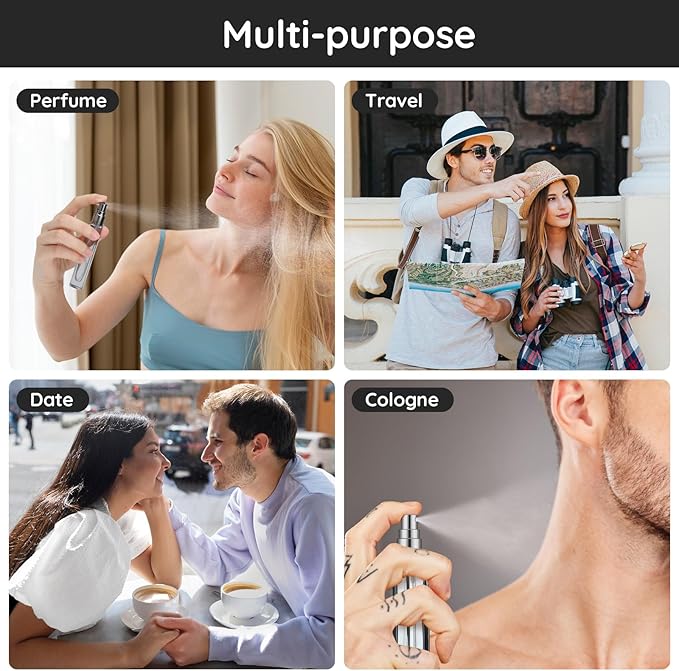 Segbeauty Glass Perfume Bottle Set, 5 Pack of 10ML Portable Perfume Travel Refillable, Empty Atomizer Sprayer for Perfume Cologne Dispenser, Travel Sample Bottles Perfume Making Kit with Refill Tool-BrightBean Baby