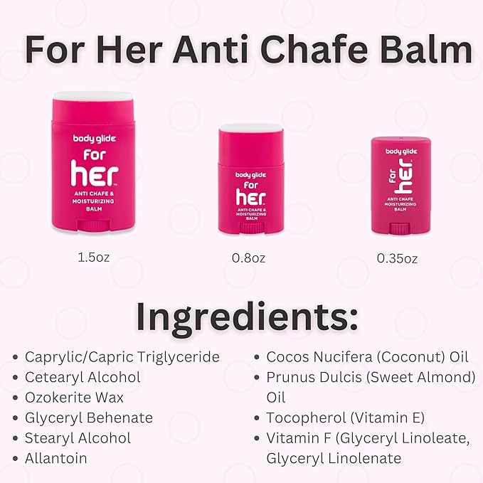 Body Glide For Her Anti Chafe Balm | Chafing stick with added emollients | Great for dry, sensitive skin and/or sensitive areas | Use on chest, bra, butt, groin, arm, and thigh chafing | 1.5oz-BrightBean Baby