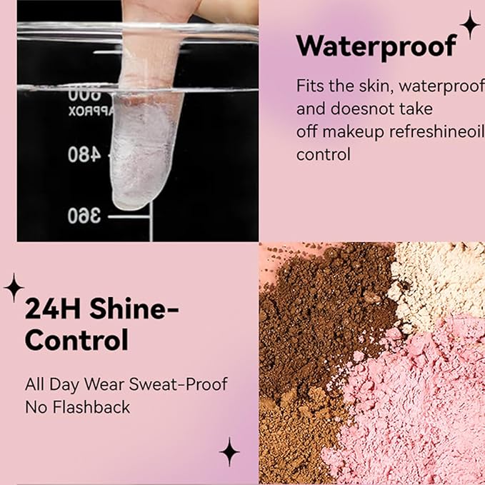 Loose Face Powder Setting Powder, Shimmer Glitter Loose Powder, Matte Finishing Powder Shine, Waterproof, Oil Control, Lightweight Face Powder Makeup for All Skin Tones (Dark Complexion Shimmer)-BrightBean Baby