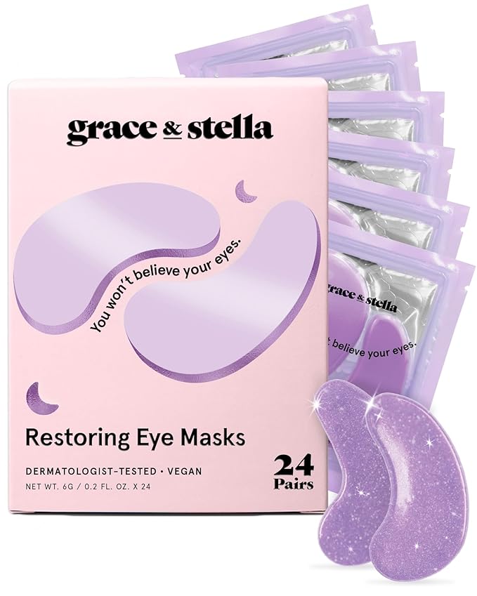 grace & stella Retinol Under Eye Patches for Puffy Eyes and Dark Circles - Restoring Gel Under Eye Masks with Hyaluronic Acid - Vegan Cruelty-Free Skincare, Birthday Gifts for Women (Purple, 24 Pairs)-BrightBean Baby
