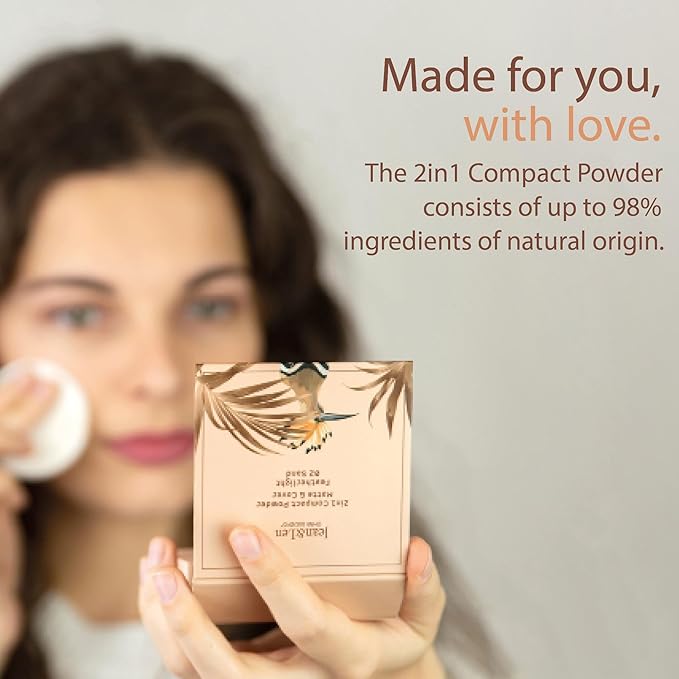 Pure 2in1 Compact Powder Feather Light 02 Sand by Jean&Len, for a flawless transition and natural look, lasts 24 hours, with organic ingredients, vegan-BrightBean Baby