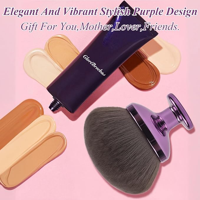 90MM Extra Large Self Tanner Kabuki Makeup Brush – Ultra Soft Dense Vegan Bristles for Body Makeup, Bronzer & Foundation–Applies Tanning Mousse, Lotion & Self Tanner,Wet & Dry (Purple)-BrightBean Baby