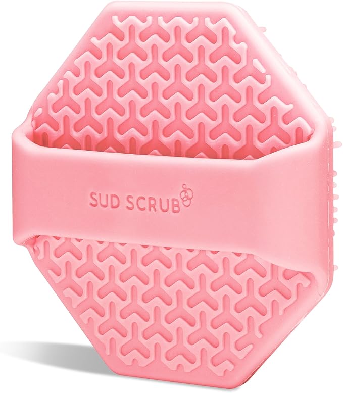 Sud Scrub® Antimicrobial Silicone Face Scrubber, 1 Pack, Gentle Face Exfoliator for Sensitive Skin, Eco Friendly Facial Cleansing Brush, Exfoliating Face Brush for Men and Women (Pink)-BrightBean Baby