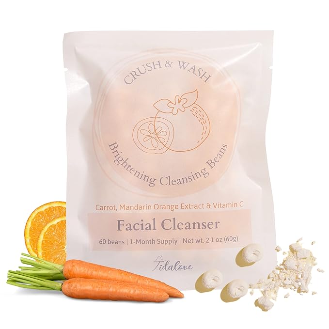 Daily 3 in 1 Facial Cleanser, Exfoliator and Wash-off Mask, Vegan, Cruelty Free, Plastic Free, Travel Friendly, 1 Month Supply Refill (60 Tablets) (Brightening)-BrightBean Baby