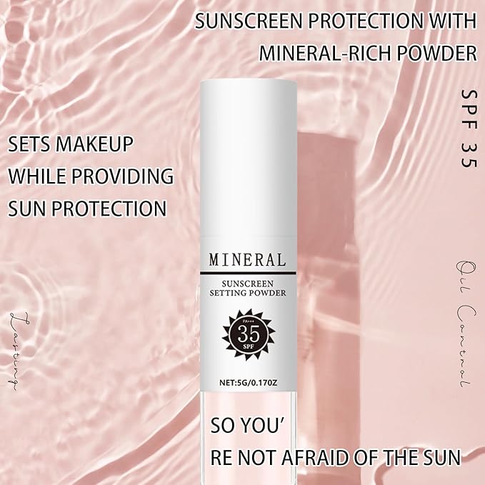 Mineral Sunscreen Setting Powder, SPF 35 Translucent Loose Powder, Mineral Brush Powder, Oil Control Natural Matte Finish, Lasting Lightweight Breathable for All Skin (#04 Pink Complexion)-BrightBean Baby