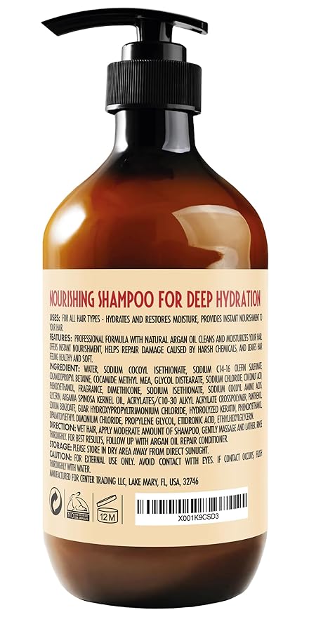 Moroccan Argan Oil Shampoo - Sulfate SLS Paraben Free Moisturizing Treatment for Women and Men - For All Types Including Curly, Dry, Damaged and Oily Hair - Hydrating and Nourishing - Salon Grade-BrightBean Baby