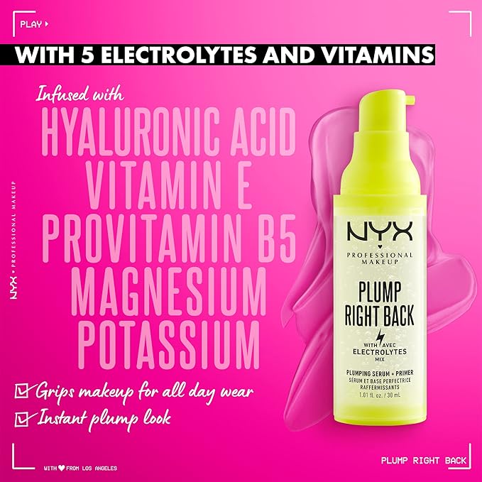 NYX PROFESSIONAL MAKEUP Plump Right Back Plumping Serum & Primer, With Hyaluronic Acid & The Brow Glue, Extreme Hold Eyebrow Gel - Clear-BrightBean Baby