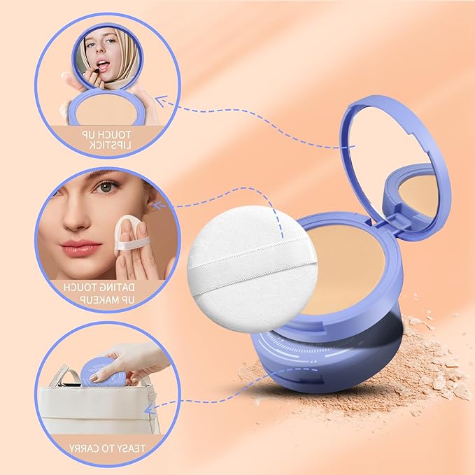 Oil Control Face Powder, Matte Smooth Setting Powder, Waterproof Long-Lasting Setting Powder, Perfect Lightweight Face Makeup For Soft Focus Finish, Minimizes Fine Lines And Pores (Classic Ivory)-BrightBean Baby