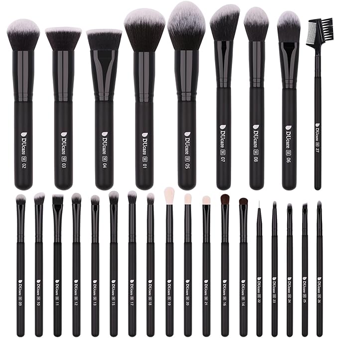 DUcare Professional Makeup Brushes Set 27Pcs Makeup Brush Set Premium Synthetic Kabuki Foundation Blending Face Powder Blush Concealers Eye Shadows Brushes-BrightBean Baby