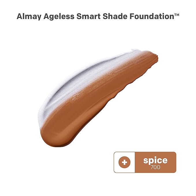 Almay Anti-Aging Foundation, Smart Shade Face Makeup with Hyaluronic Acid, Niacinamide, Vitamin C & E, Hypoallergenic-Fragrance Free, 700 Spice, 1 Fl Oz (Pack of 1)-BrightBean Baby