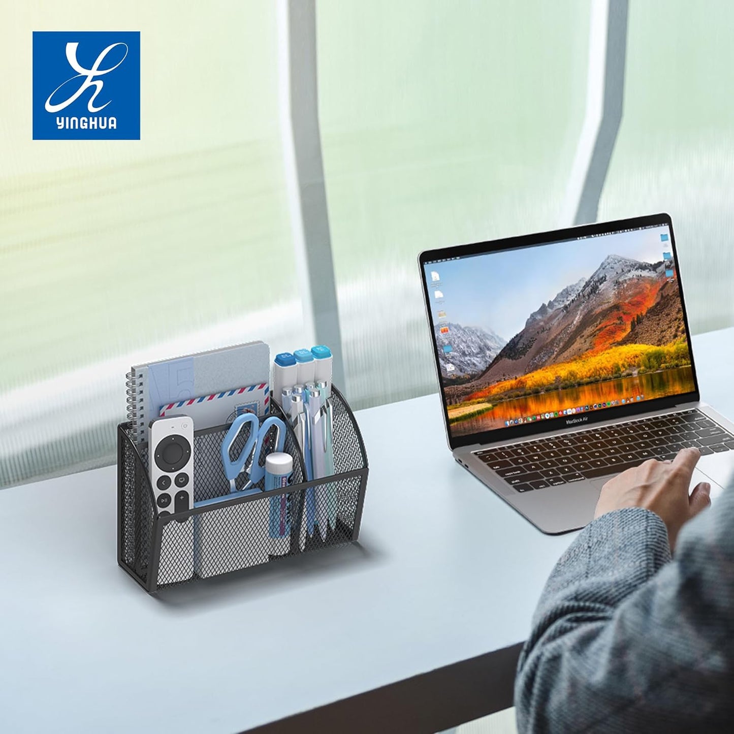 YINGHUA Strong Magnetic Pen Holder for Whiteboard and Refrigerator 3 Compartments Metal Mesh Organizer Space Saving Shelf for Office School Home and Locker - Black-BrightBean Baby