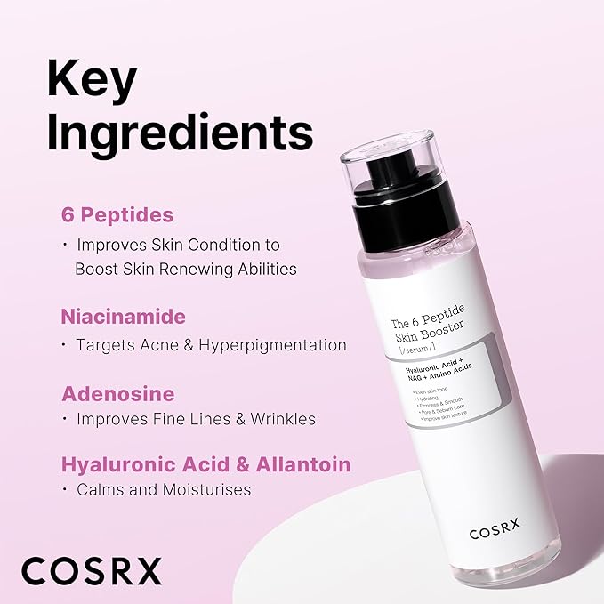 COSRX 6X Peptide Collagen Booster Toner Serum 150mL/5.07 Fl.Oz, Skin Renewal Boosting Facial Essence, Niacinamide & Hyaluronic Acid for All Skin Types, Korean Skincare, Paraben Free-BrightBean Baby
