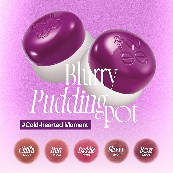 Lip&Cheek Blurry Pudding Pot | Cold-hearted Moment - Chill'n | Makeup Blush, Buildable Lightweight, Multi-Use Soft Matte Finish | 5g-BrightBean Baby
