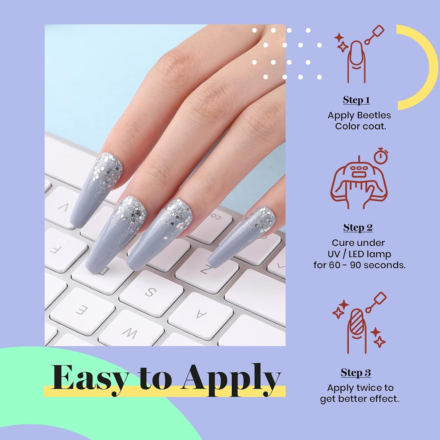 Beetles Gray Gel Nail Polish, 15ml Fall Grey Gel Polish Soak Off UV LED Nail Lamp Nail Art Manicure Salon DIY Home 0.5Oz Nail Polish for Women-BrightBean Baby