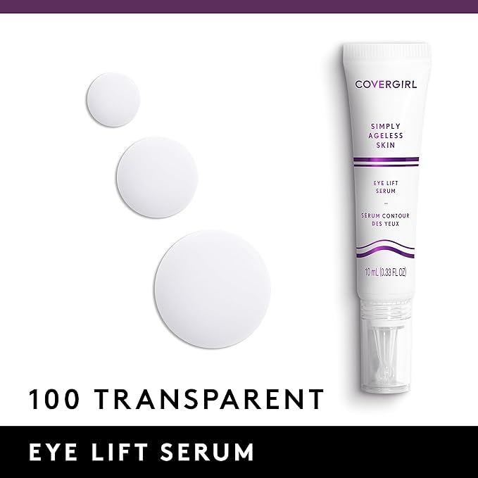 COVERGIRL Simply Ageless Skin Eye Lift Serum, Reduces Wrinkles, 1 Pack, 0.92 Oz ,Serum, Face Serum, Skin Tightening Serum, Anti-Wrinkle Serum, Tighter Skin, Instantly Youthful, Works Well With Makeup-BrightBean Baby