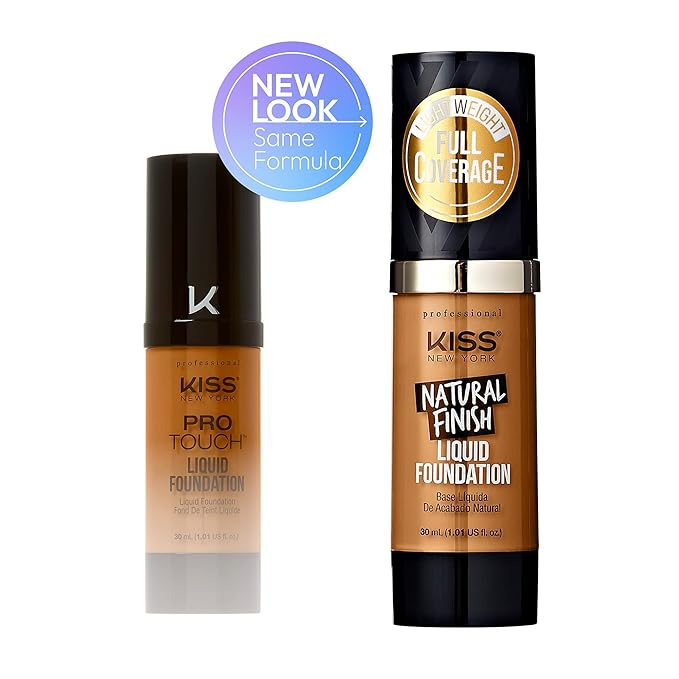 Kiss New York Professional Liquid Foundation - Lightweight and Hydrating Formula, Natural Finish, Control Shine, Cover Pores, Medium to Full Coverage, Green Tea Extract (Classic Tan)-BrightBean Baby