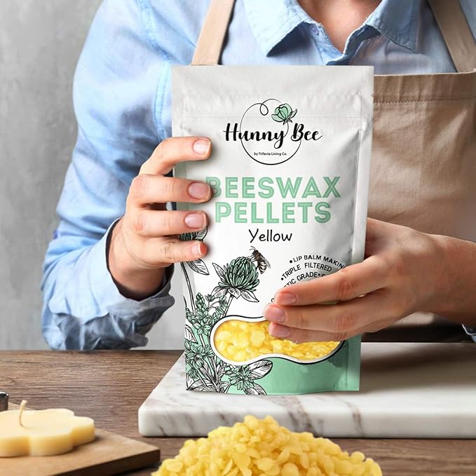 Trifecta Living Co.'s Beeswax Pellets - 100% Pure Bees Wax Perfect for DIY Candles, Skincare, and More! Discover The Creative Possibilities with Our Versatile, Pure Beeswax Pellets, (Yellow, 1lb)-BrightBean Baby