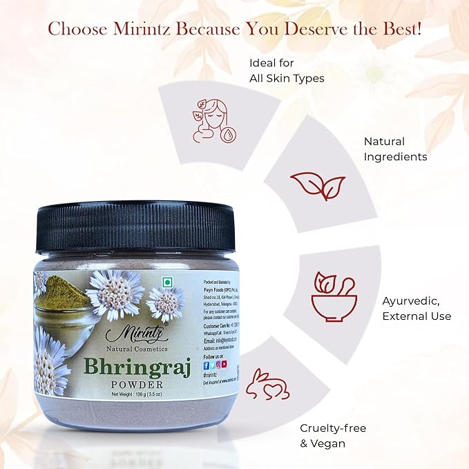 100% Natural Bhringraj Powder | (100 gms) False Daisy Powder Herbal Supplement | Eclipta Alba for Hair Growth Supplements | Karisalankanni Ayurvedic Support for Healthy Hair | Herbal Hair Mix-BrightBean Baby
