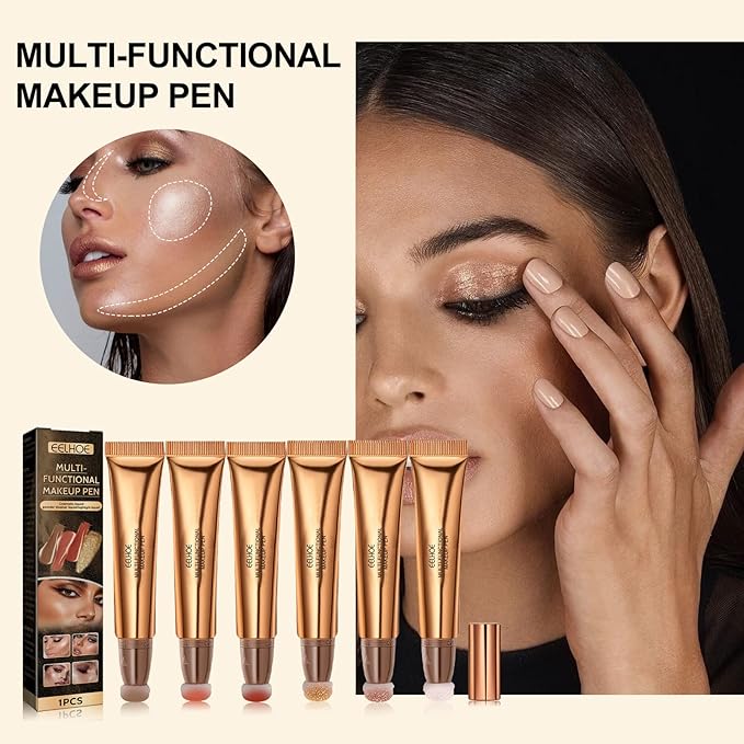 Contour Beauty Wand, Liquid Face Concealer Contouring Highlighter Blusher Stick with Cushion Applicator, Long Lasting Smooth Natural Matte Finish, Lightweight Blendable Super Silky Cream Contour Stick (03# Blush Peach)-BrightBean Baby