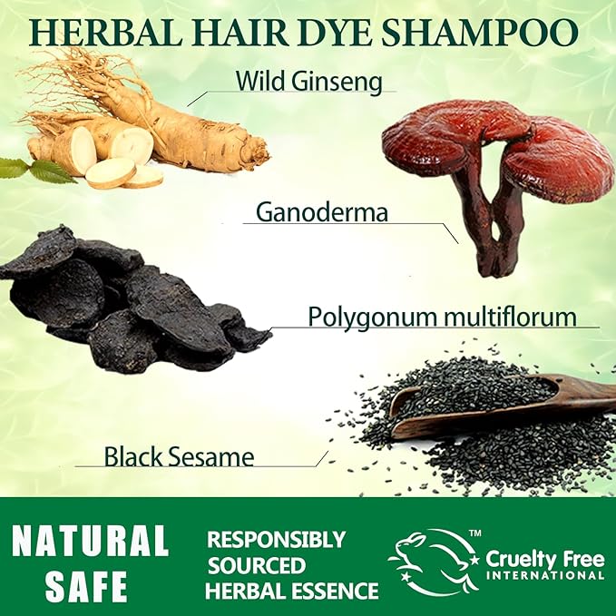 Instant Brown Hair Dye Color Shampoo 3 in 1 for Gray Hair Coverage - Herbal, Easy to Use, Long Lasting for Women & Men, 500Ml (Dark Brown)-BrightBean Baby