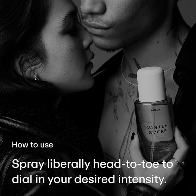 PHLUR Vanilla Smoke Body Mist - Hair and Body Mist Fragrance - Cashmere Vanilla Body Spray with Pink Pepper, Bergamot, Tonka Bean & Incense (8 Fl Oz)-BrightBean Baby