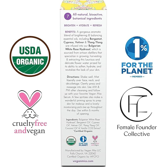 USDA Organic Clarity Balancing Face Mist - Hydrating Rose Water Facial Spray Suitable For All Skin Type Face Moisturizer, Setting Spray for Makeup & Face Primer, 3.4 oz-BrightBean Baby