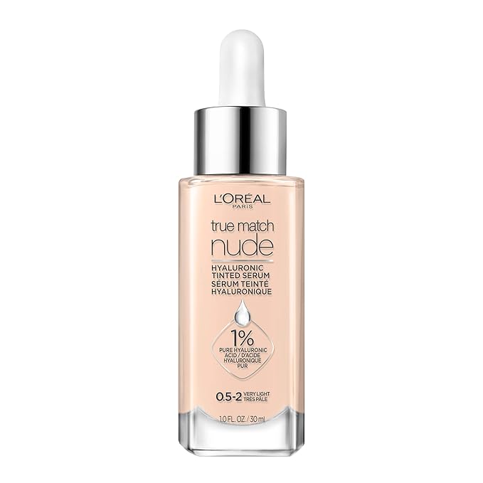 L'Oreal Paris True Match Nude Hyaluronic Tinted Serum Foundation with 1% Hyaluronic acid, Very Light 0.5-2, 1 fl. oz.-BrightBean Baby