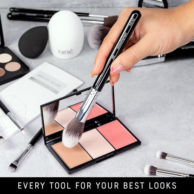 Niré Beauty 15piece Award Winning Professional Makeup Brush Set: Vegan Makeup Brushes with Case, Makeup Sponge, Brush Cleaner, Guide, Gift Box-BrightBean Baby