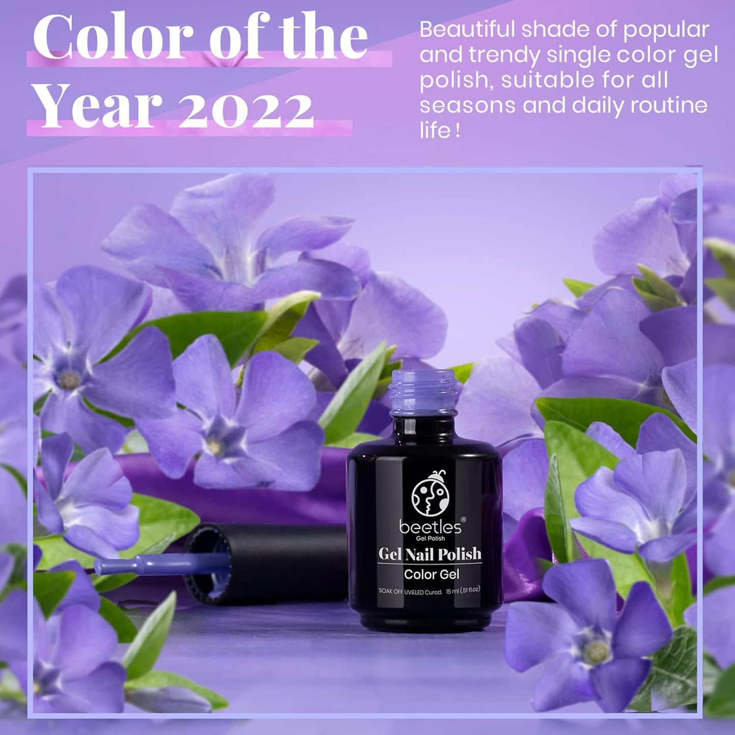 beetles Gel Polish Purple Gel Nail Polish Periwinkle Color 15ml Soak Off Uv Lamp Nail Art Manicure Salon Design DIY Home Gift for Women Girls-BrightBean Baby