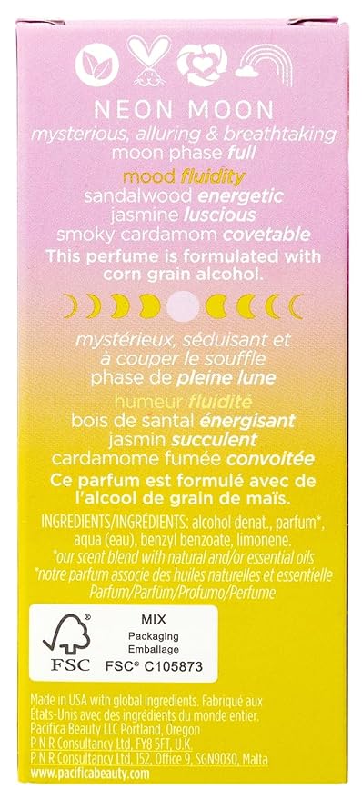 Pacifica Beauty Neon Moon Spray Perfume - Energetic Sandalwood Jasmine Smoky Cardamon - Clean Vegan Eau de Toilette, 1 fl oz-BrightBean Baby