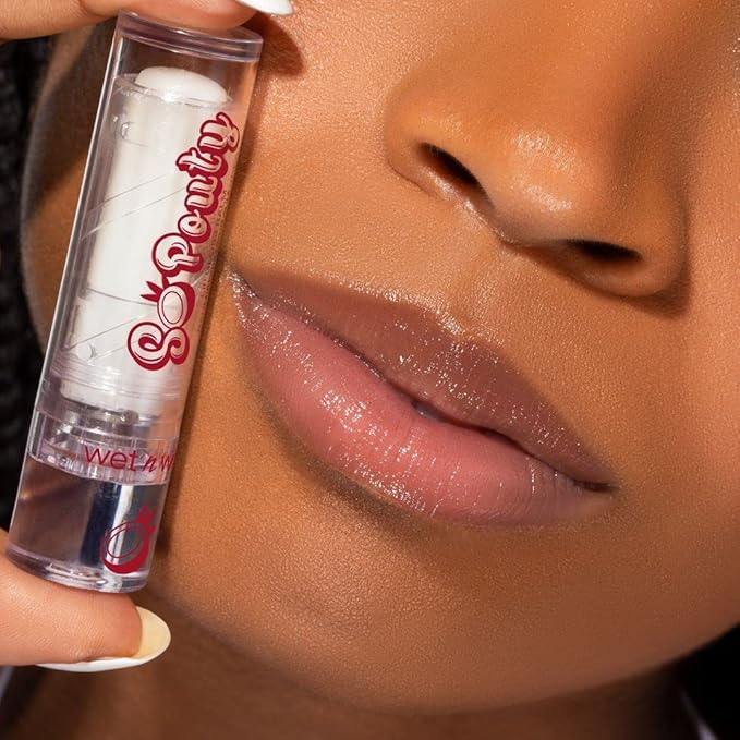 wet n wild Perfect Pout So Pouty Shine Tinted Lip Balm Coconut Flavored, Hyaluronic Acid, Vegan Collagen, Moisturizing For Dry Lip Care, Clear (Pack of 2)-BrightBean Baby