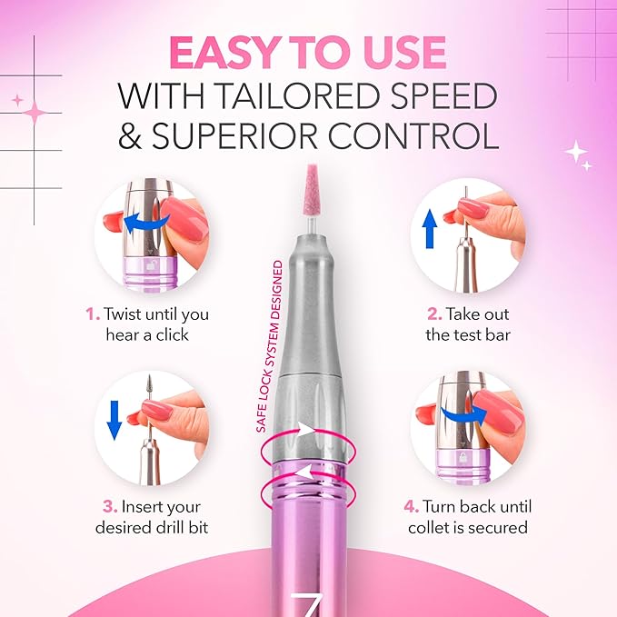 M Mase- Professional Nail Drill Machine - Coreless 2-in-1 Nail File - Electric, Cordless, 35000 RPM, HD Display - Electric Nail Drill for Professional & Home Use (Unicorn Purple)-BrightBean Baby