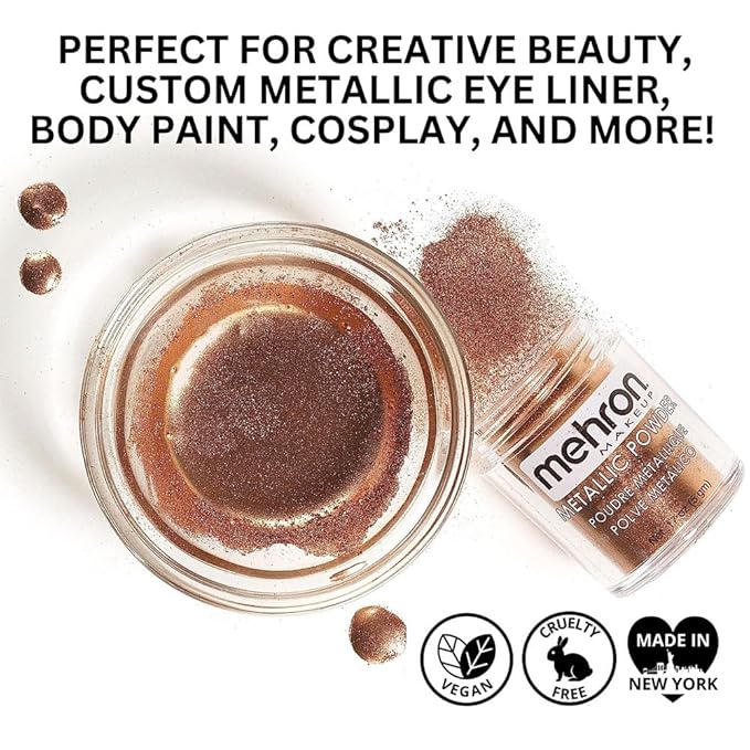 Mehron Makeup Metallic Powder (.17 oz) with Mixing Liquid (1 oz) (COPPER)-BrightBean Baby