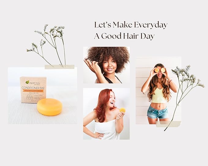 Solid Lemongrass & Sweet Orange Conditioner Bar, Natural & Organic, For All Hair Types Including Frizzy, Sulfate-Free & Cruelty-Free, 2.3 Ounce (2-Pack)-BrightBean Baby