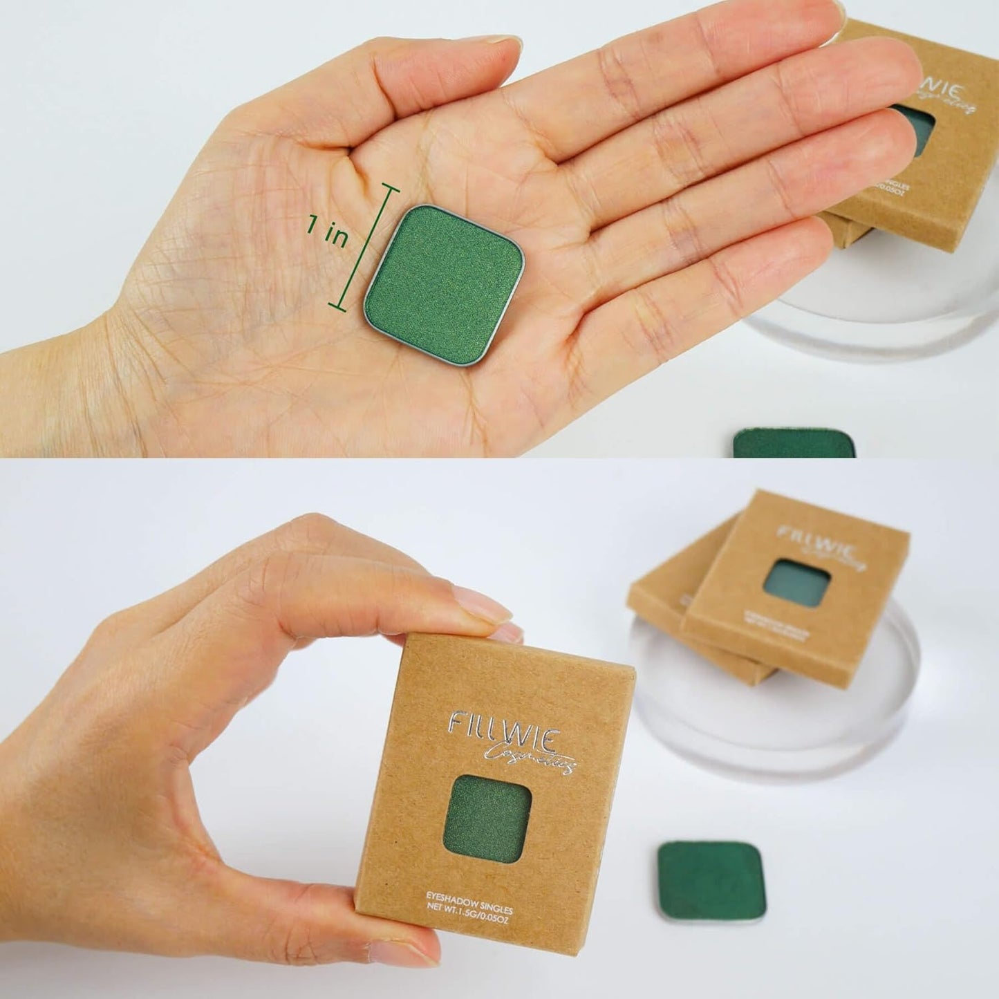 Magnetic Single-Color Metallic Flash Eyeshadow with Pan, Spring and Summer Green Eyeshadow Refill Pan, DIY Empty Magnetic Palette (Green Glimmer)-BrightBean Baby