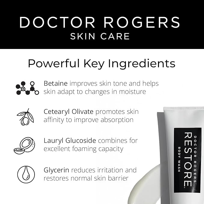 Doctor Rogers Hydrating Body Wash, Moisturizing Shower Cleanser, Dermatologist-Created Bath Soap For Women & Men, Cleanses & Repairs the Skin Barrier, Paraben & Sulfate-Free, 236 ml / 8 fl oz-BrightBean Baby