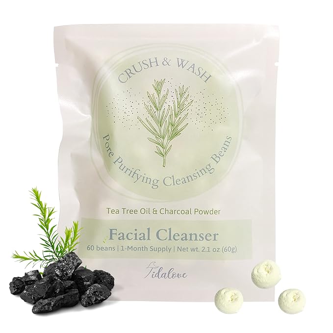 Daily 3 in 1 Facial Cleanser, Exfoliator and Wash-off Mask, Vegan, Cruelty Free, Plastic Free, Travel Friendly, 1 Month Supply Refill (60 Tablets) (Purifying)-BrightBean Baby