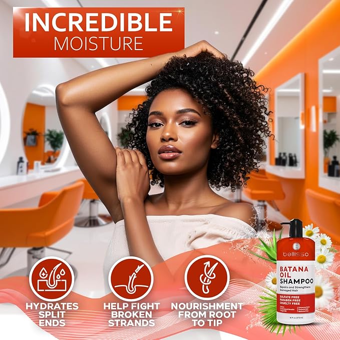 Batana Oil Shampoo - Volumizing Salon Formula for Thinning and Fine Hair Women and Men - Sulfate and Paraben Free - Thickening Volume Boost for Thicker, Fuller Hair - With Argan Oil - 16 Fl Oz-BrightBean Baby