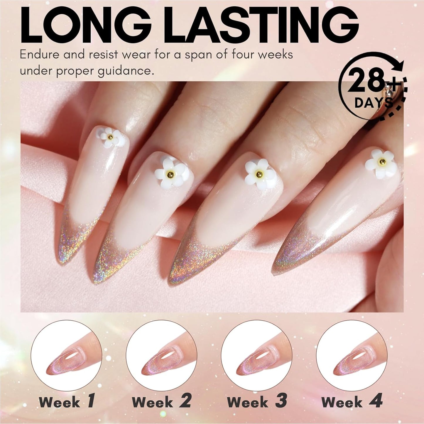 Makartt Cat Eye Gel Nail Polish: Universal Rainbow Holographic Gel Polish Bronze Gaze Sparkly Glitter Unique Magnetic Effect Nail Gels for DIY Nail Art UV LED Soak Off Manicure 10ml-BrightBean Baby