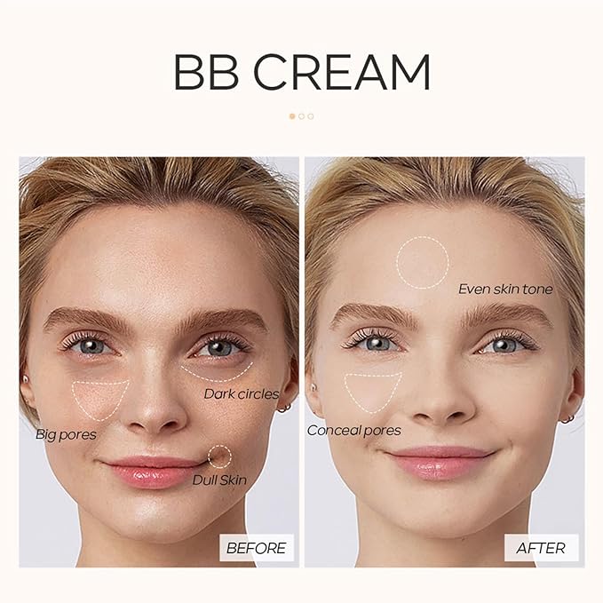 KWOLYKIM 2PCS Hydrating Makeup BB Cream, Tinted Moisturizer Face Makeup BB Cream Foundation Waterproof Concealer Clean Brighten Color Correcting Cream Nude Makeup Long Lasting for All Skin(Tan)-BrightBean Baby